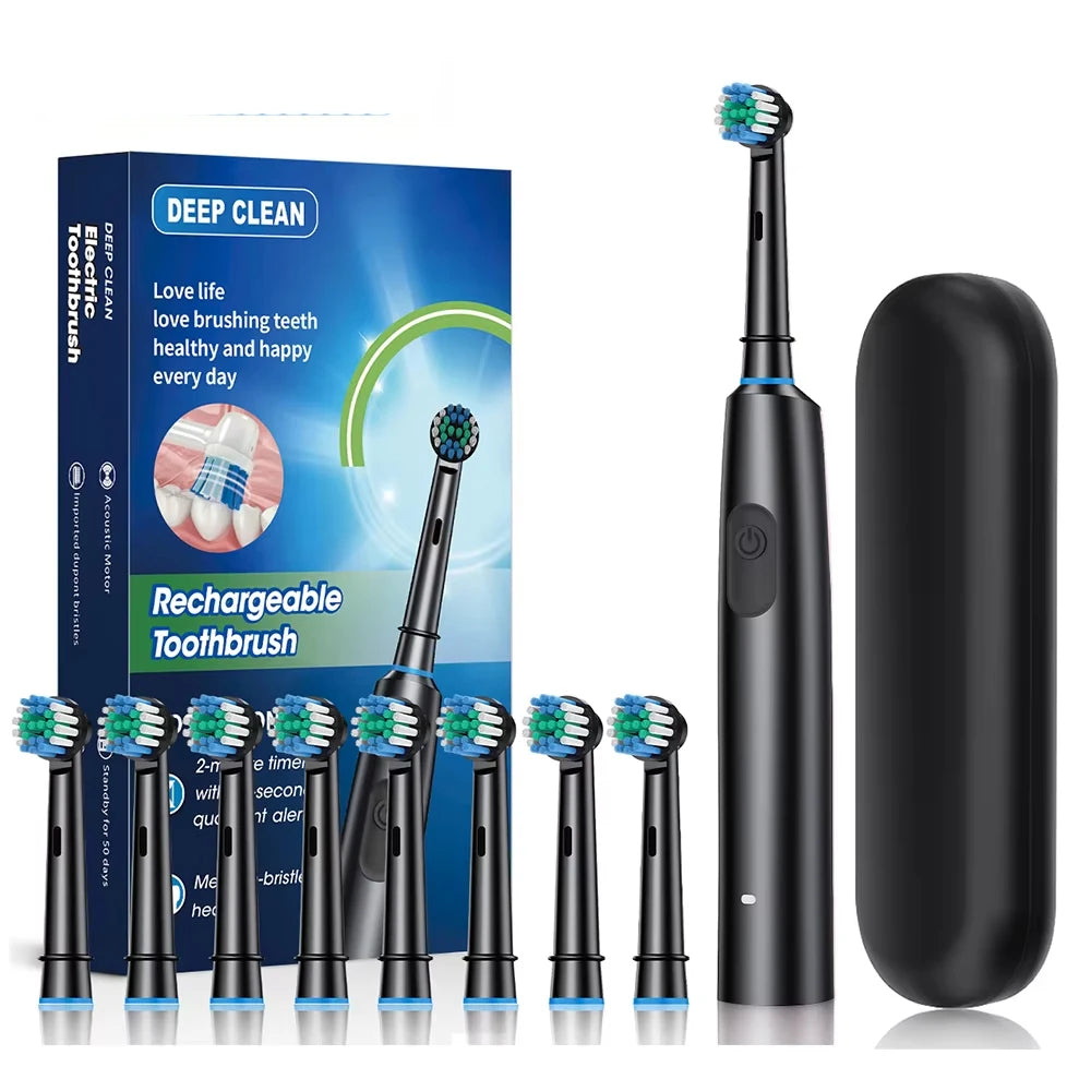 Intelligent Rotating Electric Toothbrush – Rechargeable Smart Tooth Cleaner Compatible with Oral-B Brush Heads | Deep Cleaning Automatic Toothbrush