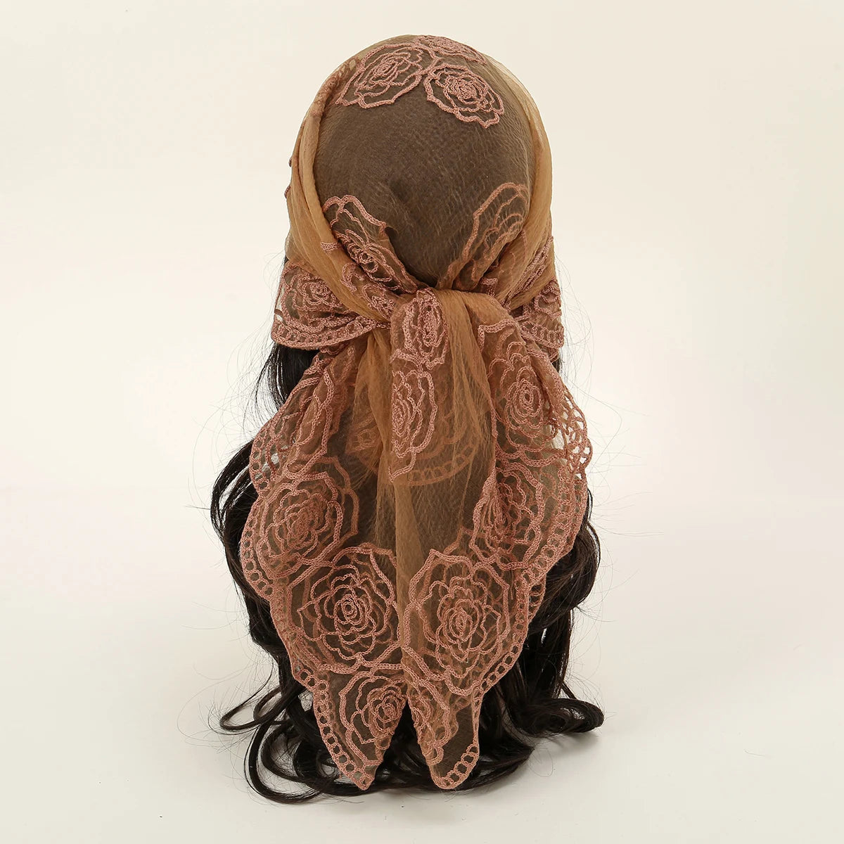 Lace Paisley Embroidery Bandana Square Scarf Elegant Breathable Silk Scarves Women Sunscreen Lightweight Shawl Headband