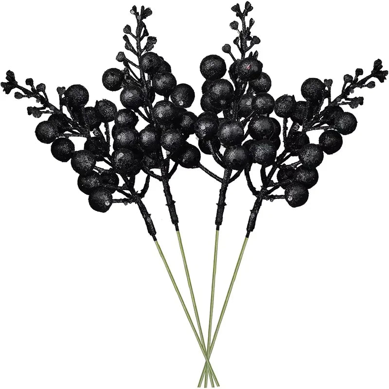 Glitter Artificial Flowers Berry Bouquet Christmas Decoration Xmas Tree Ornaments for Home Decor New Year Gift Accessory