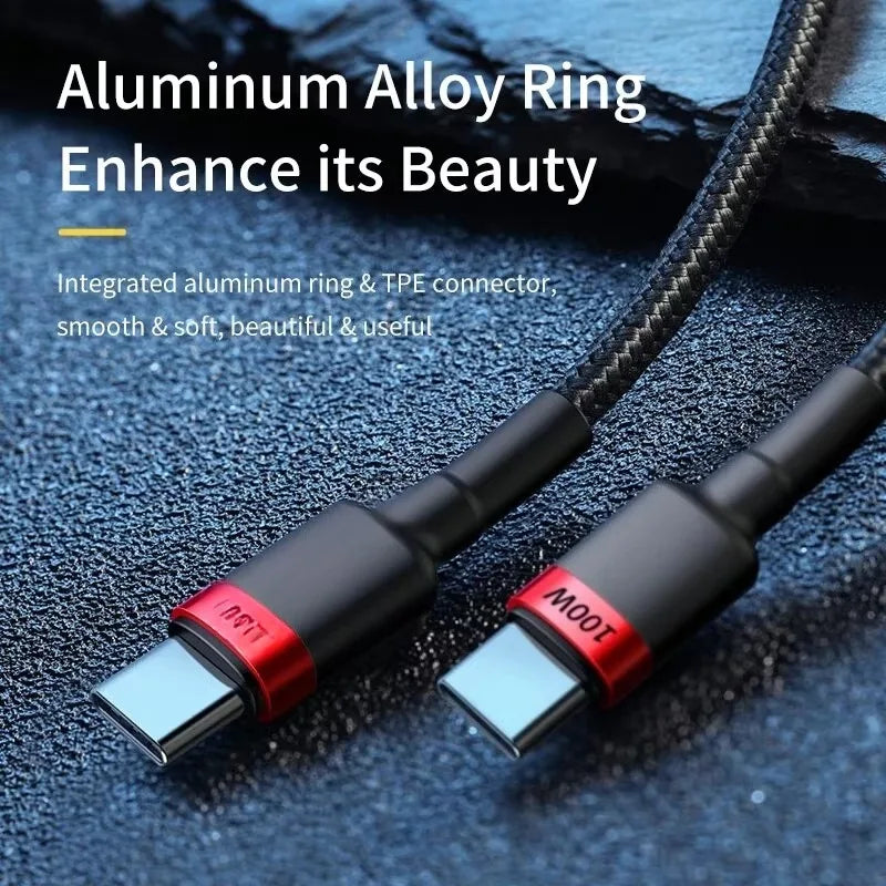 USB Type C To USB C Cable For iPhone 18 17 100W/5A PD Fast Charging Charger Cord For Macbook Xiaomi Samsung Type-C Cable