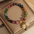 Fashion Colorful Beaded Orchid Pendant Bracelets for Women Girls Luxury Crystal Handmade Beads Bracelets Aesthetic Jewelry Gifts
