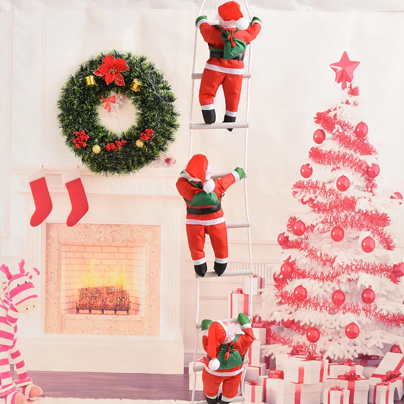 Christmas Santa Claus Climbing Ladder Doll Christmas Tree Hanging Decoration Indoor Door Wall Christmas Pendant New Year Gifts