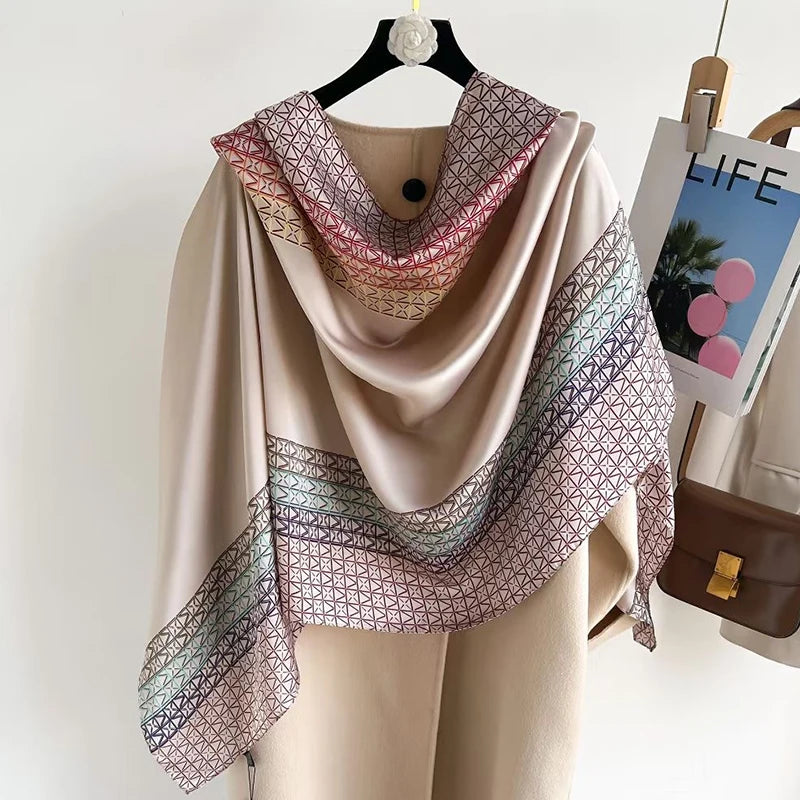 Spring Scarf Women's Luxury Design Polyester Material Smooth Scarf Soft Shawl Beach Scarf