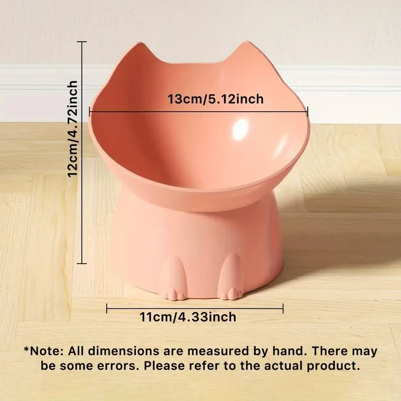 Elevated Cat Bowl, Anti-Tip Plastic Raised Pet Feeding Dish, Neck Protection Kitty Food - WTN Essentials 