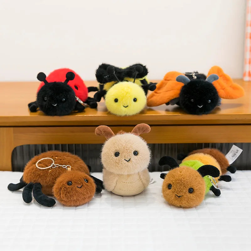 1 Piece Small Insect Plush Toy Doll Keychain Creative Stuffed Doll Bag Pendant Cute Snail Bee Keyring Birthday Gift