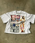 Harajuku American Newspaper Graphic T Shirts Y2k Tops Oversized T Shirt Couple Pro Choice Gothic Streetwear Vintage Men Clothing