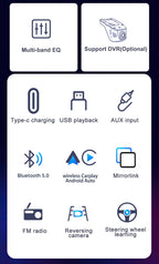 IPS 6.9 Inch 1Din Wireless Or wired Carplay Android Auto Car Radio Multimedia MP5 Player 1 Din DVD Bluetooth Stereo USB Charging