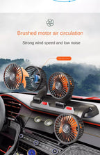 Car Fan 360° Adjustable 3 Head Air Fan Automotive Electric Fan USB/12V/24V Fan 2 Speeds Car Silent Fan For Home Desk Office&Car