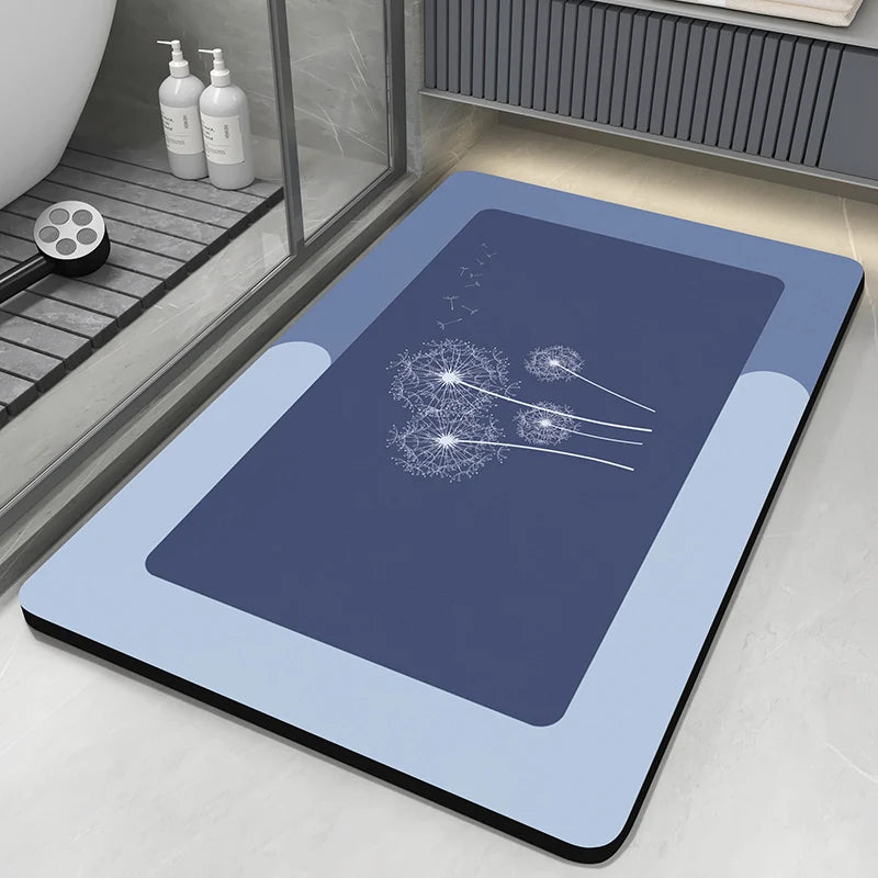 Diatomaceous Earth Bath Mat – Absorbent, Non-Slip Quick-Dry Bathroom & Toilet Floor Rug, Washable Shower Pad