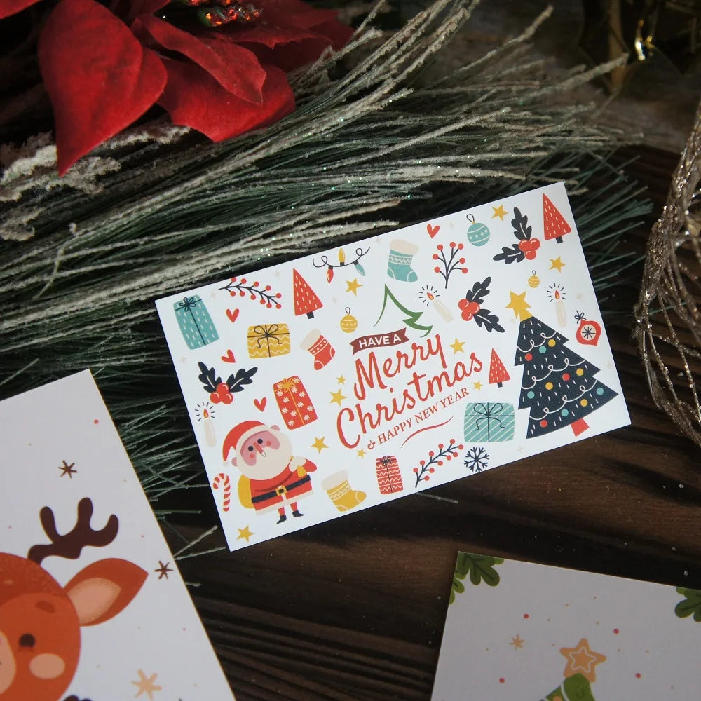 50pcs Mini Mix Merry Christmas Elk Santa Say Hi Design Card Scrapbooking Party Invitation Cards New Year Greeting Card