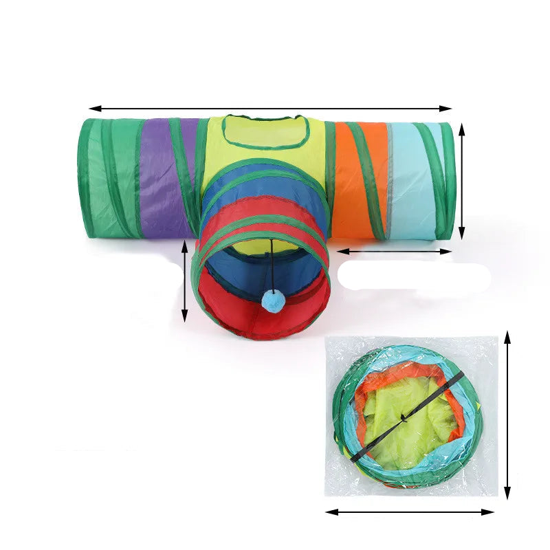 Cat Tunnel Foldable Cat Tunnel Pet Supplies Cat S T Y Pass Play Tunnel Cat Toy Breathable Drill Barrel for Indoor loud paper - WTN Essentials 