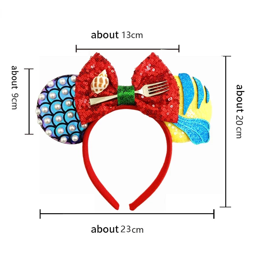 Mouse Ears Headband Cartoon Sequin Bows Headband Birthday Party Christmas Halloween Princess Cosplay Costume For Women Adult