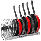 Expandable Pots and Pans Storage Rack for Cabinets Pot and Lid Holder with 6 Adjustable Shelves for Kitchen Organization Tools