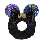 Cute Mouse Ears Velvet Scrunchies Hairband Women Elastic Ponytail Holder Girls Sequin Bow 2023 Kids Party DIY Hair Accessories