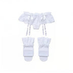 Women Lace Garter Belt And Stockings Set Jacquard Suspenders Panty Satin Bow Mini Skirt Hosiery Mesh Lingerie Pantyhose Womens