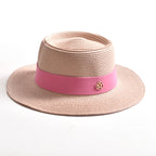 New Summer Straw Sun Hats for Women Ladies Fashion Flat Brim Ribbon Beach Hat Travel Dress Cap chapeau femme