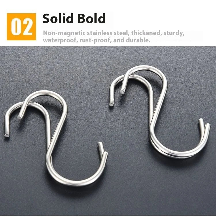 10 pcs Stainless steel S shaped hook Large hook S hook, multi purpose S shaped hook metal S-hook hook for kitchen and bathroom