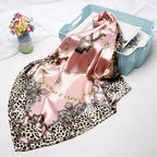 Fashion Kerchief Silk Satin Neck Scarf For Women Print Hijab Scarfs Female 90*90cm Square Shawls and Wraps Scarves For Lady