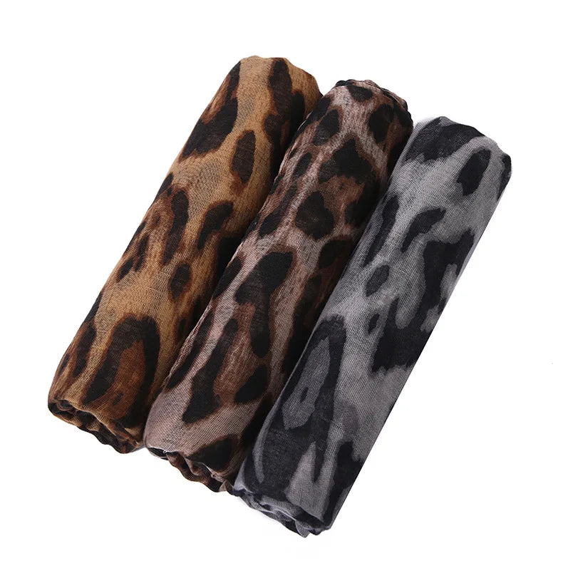 Boho 1pc Fashionable Leopard Print Batik-Style Soft Lightweight Women's Scarf Shawl Suitable For Daily Commuting & Outdoor Wear