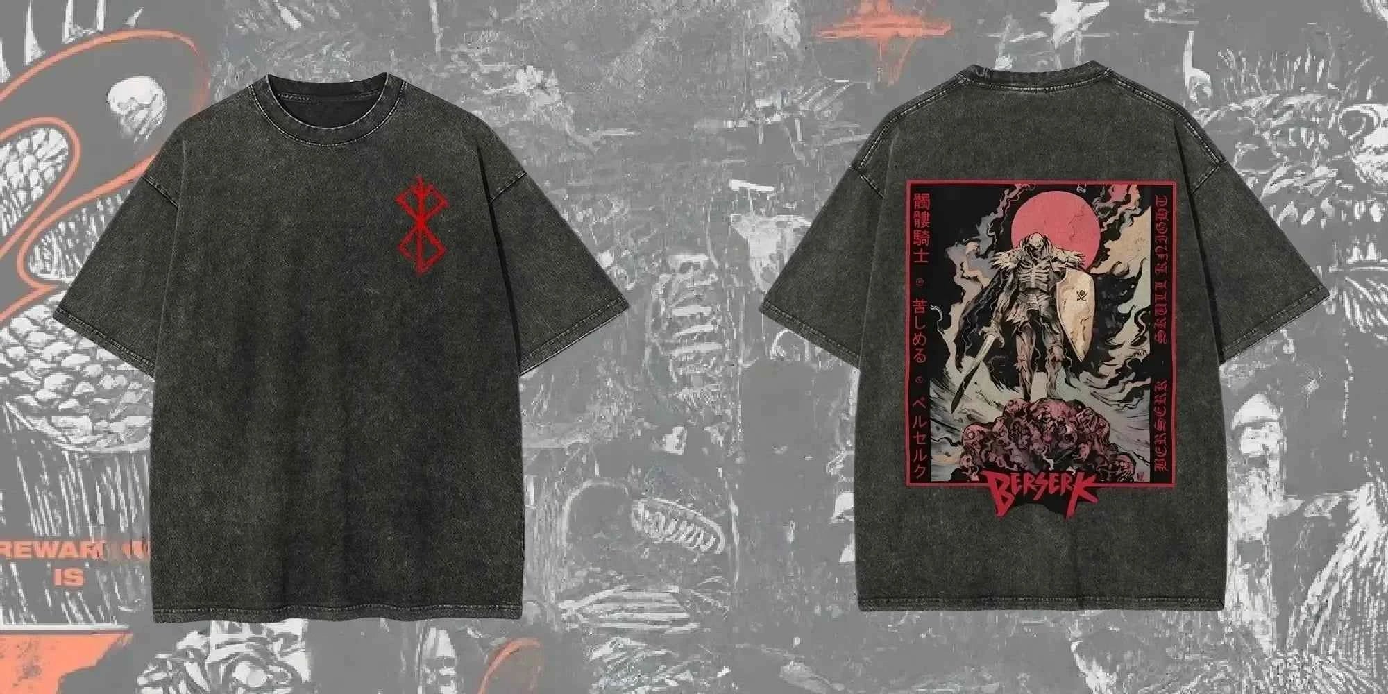 New Arrival Mens Clothes Tee Shirt Homme Graphic T-Shirts Men Tshirt for Men Ropa Hombre Washed Anime Berserk Baggy Camisetas