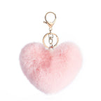 New Heart Plush Hair Ball Keychain Women Leopard Pompom Love Car Key Chain Bags Pendant Hairball Key Rings Jewelry