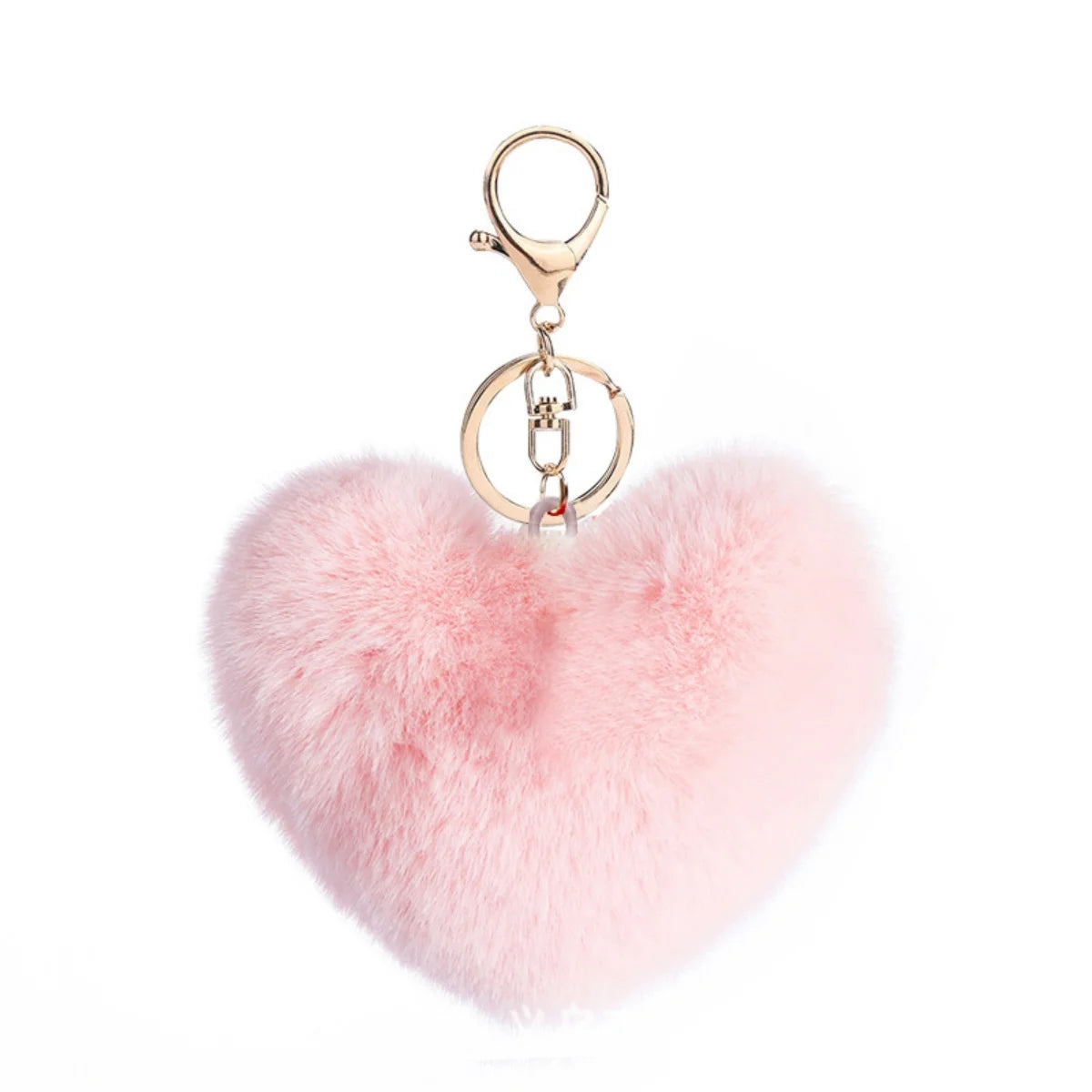 New Heart Plush Hair Ball Keychain Women Leopard Pompom Love Car Key Chain Bags Pendant Hairball Key Rings Jewelry