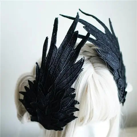 Feather Angel Wing Hair Clips Lolita Barrette Hairpin Lolita Anime Cosplay Hair Accessories Anime Halloween Black White Headwear