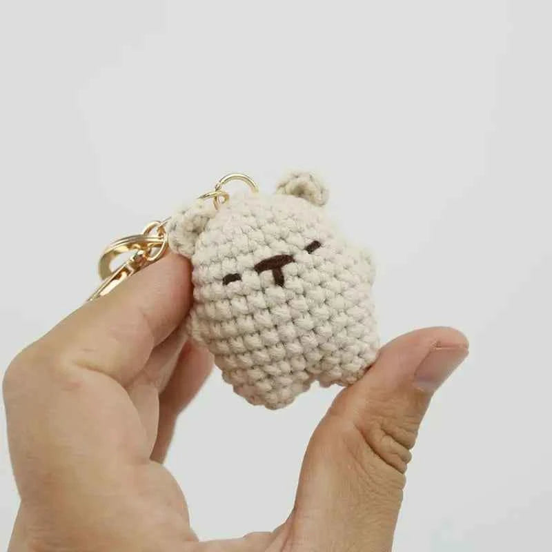 Cute Bear Couple Crochet Keychain Set Mini Animal Doll Charm