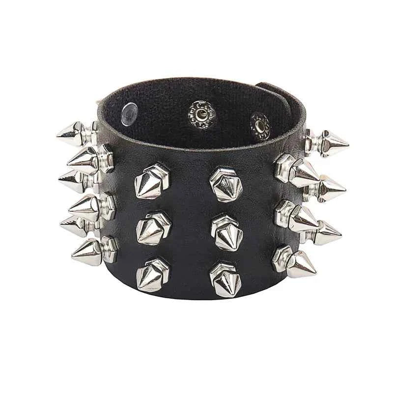Punk Bracelets PU Leather Studded Bracelet Adjustable Goth Cuff Bracelet Gothic Rivet Buckle Wristband for Men Women Emo Jewelry