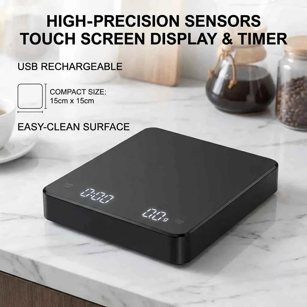 1PC LED Screen Digital Kitchen Scale with Timer USB Powered Espresso Coffee Maker 3KG Max 0.1g Precision Measurement in Oz/g/ml