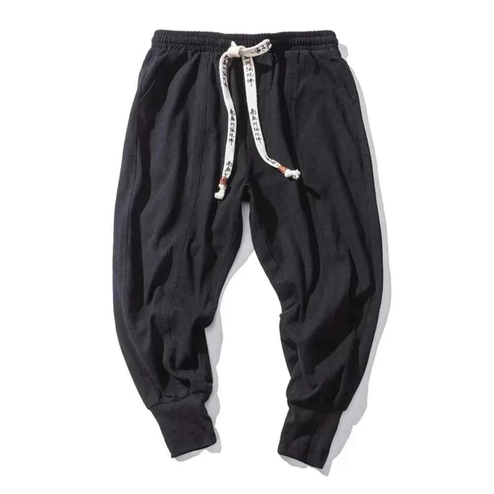 Cotton Linen Harem Pants Men Streetwear Joggers New Baggy Drop-crotch Pants Casual Trousers Men Sweatpants