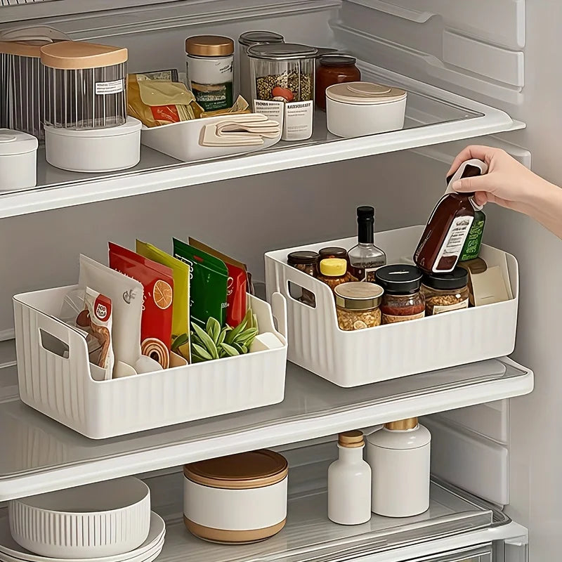 1pc Clear Plastic Seasoning Storage Box with Adjustable Divider | Versatile Kitchen Organizer for Spices, Snacks and Small Items