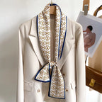 50 Color New Women Silk Feel Printed Design Scarf Shawl Fashion Luxury Long Narrow Small Silk Scarves Ladies Headband Headscarve