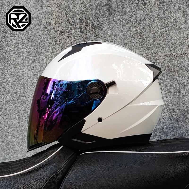 2025 Latest High Quality Motorcycle Helmet Half Covering Dual Lens Cascos para Motos Male Female Couple Capacetes de Moto