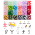 Glass Beads Bracelet Making Kit – 28 Colors 8mm Crystal & Gemstone Beads with DIY Jewelry Accessories