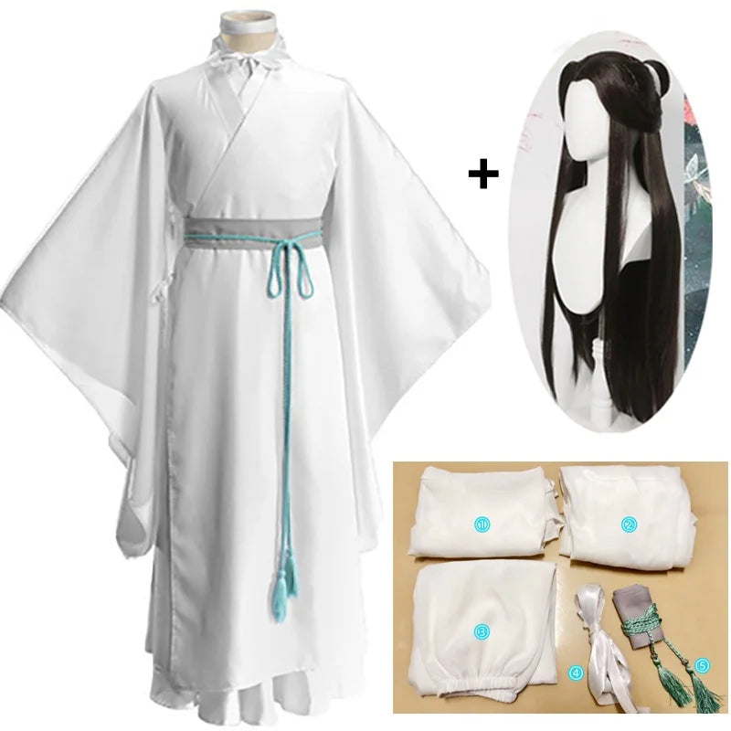 Xie Lian Cosplay Costume Tian Guan Ci Fu Cosplay Xielian Wigs Bamboo Hat Prop Men Women Halloween Comic Full Set Anime Cosplay