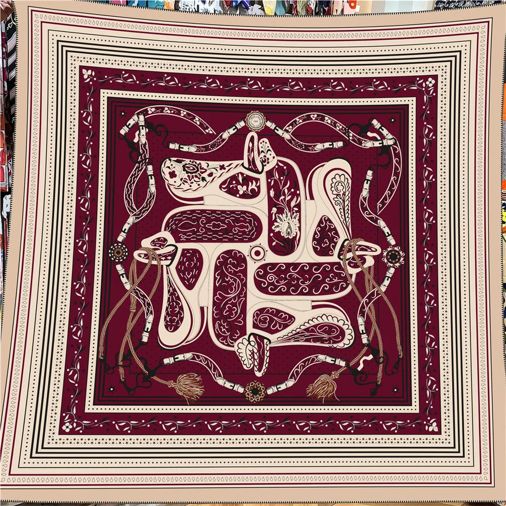 30% Silk 70% Cashmere Scarf Designer Luxury Pashmina Shawls for Women Square Hand Rolled Edges Stole Blanket Big Poncho 135CM