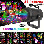 Snowflake Christmas Projector Light 16 Patterns Rotating LED Decor