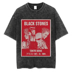 Japanese Anime Nana Osaki Print Vintage Washed Tshirt Harajuku Streetwear Graphic T-Shirt Summer Short Sleeve Cotton Tshirt