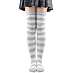 Womens Striped Thigh High Stockings Ladies Girls Black White pink Long Over Above Knee Socks femboy Cosplay Lolita Harajuku Y2k