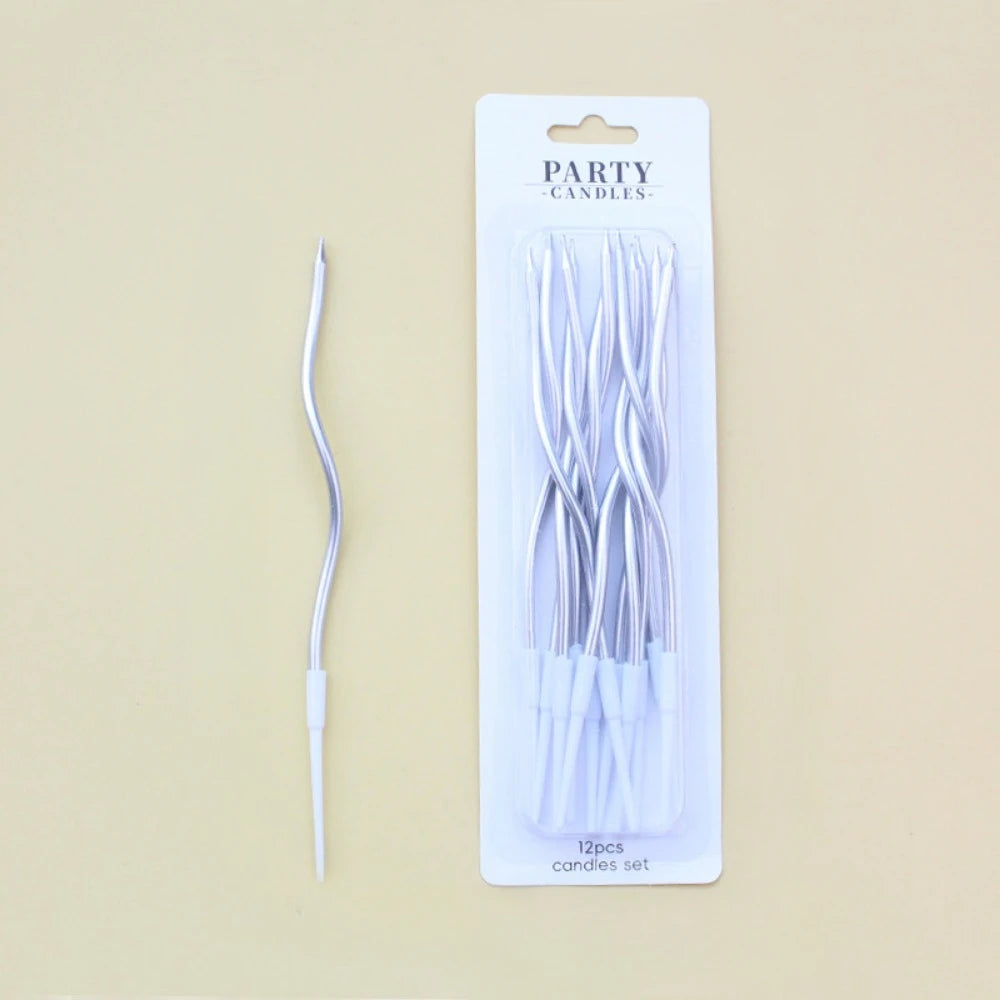 12/48pcs/1case Birthday Candles Spiral Cake Candles Long Thin Cake Candles For Wedding Party And Cake Decoration