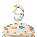 Blue Dog Paw Themed Birthday Candle Number 0-9 Party Decoration Cartoon Dog Paw Candle for Cake Toppers Party Supplies