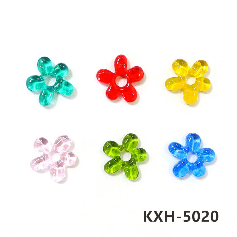 6pcs Irregular Shape Cute Mini Glass Flower Ornament Christmas Wedding Party Decor Supplies DIY Girl Jewelry Pendant Accessories