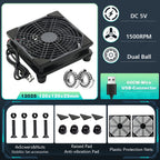 5V USB Router Fan 80mm 92mm 120mm 140mm DIY TV Box Ball/Sleeve Cooler & Protective Net Desktop Cooling Fan
