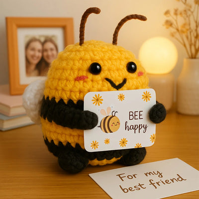 DIY Hand-Knit Positive Bee: An Inspiring Energy Doll. Ideal for Keychains, Bags, Or Home Decor.