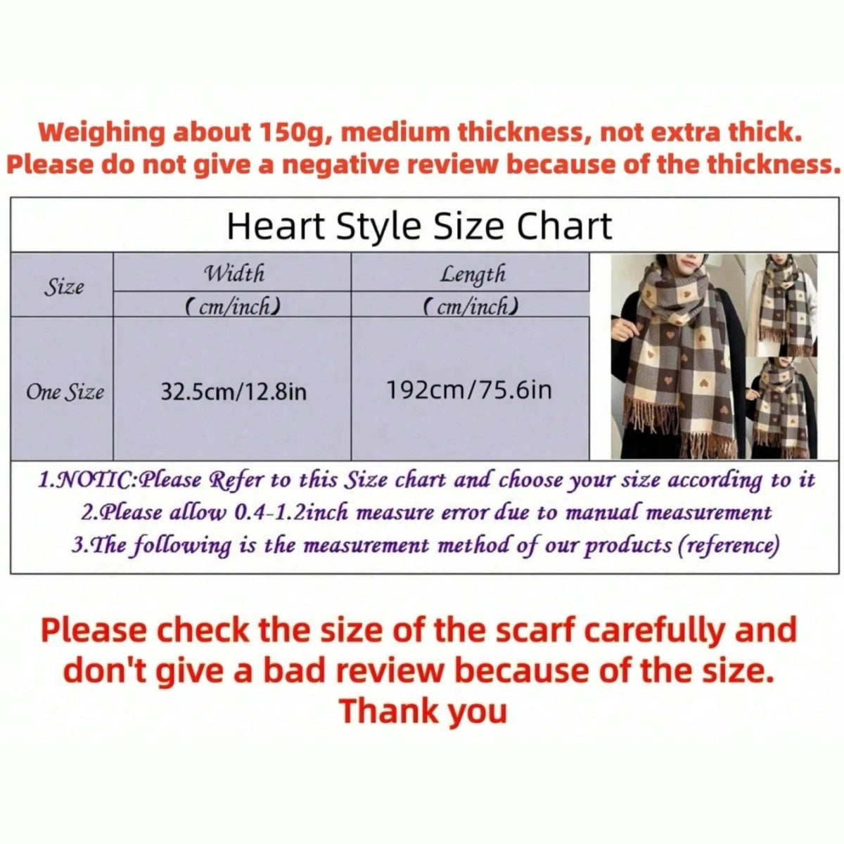 Women’s Plaid Heart-Shaped Winter Blanket Shawl Scarf
