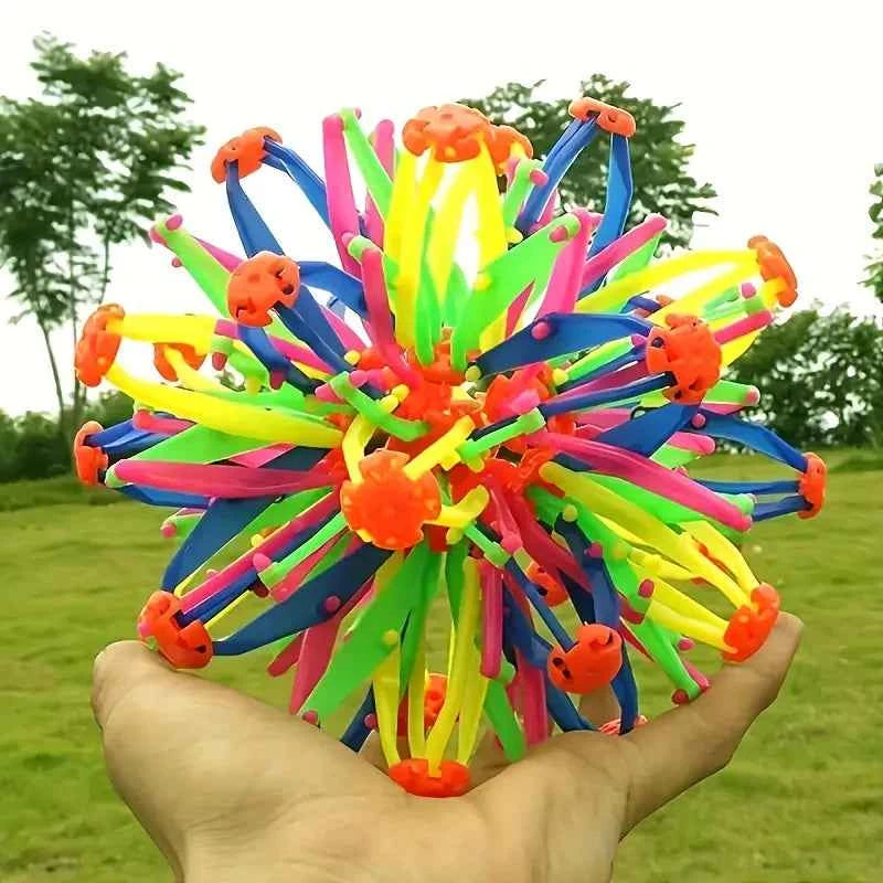 Rainbow Stress Ball for Kids - Colorful Expandable Fidget Toy, Durable Magic Sensory Ball for Outdoor Sports & Anxiety Relief