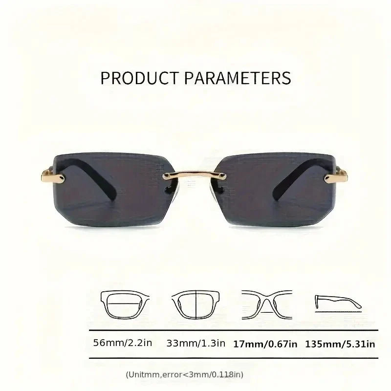Rimless Rectangle UV400 Fashion Sunglasses for Men & Women