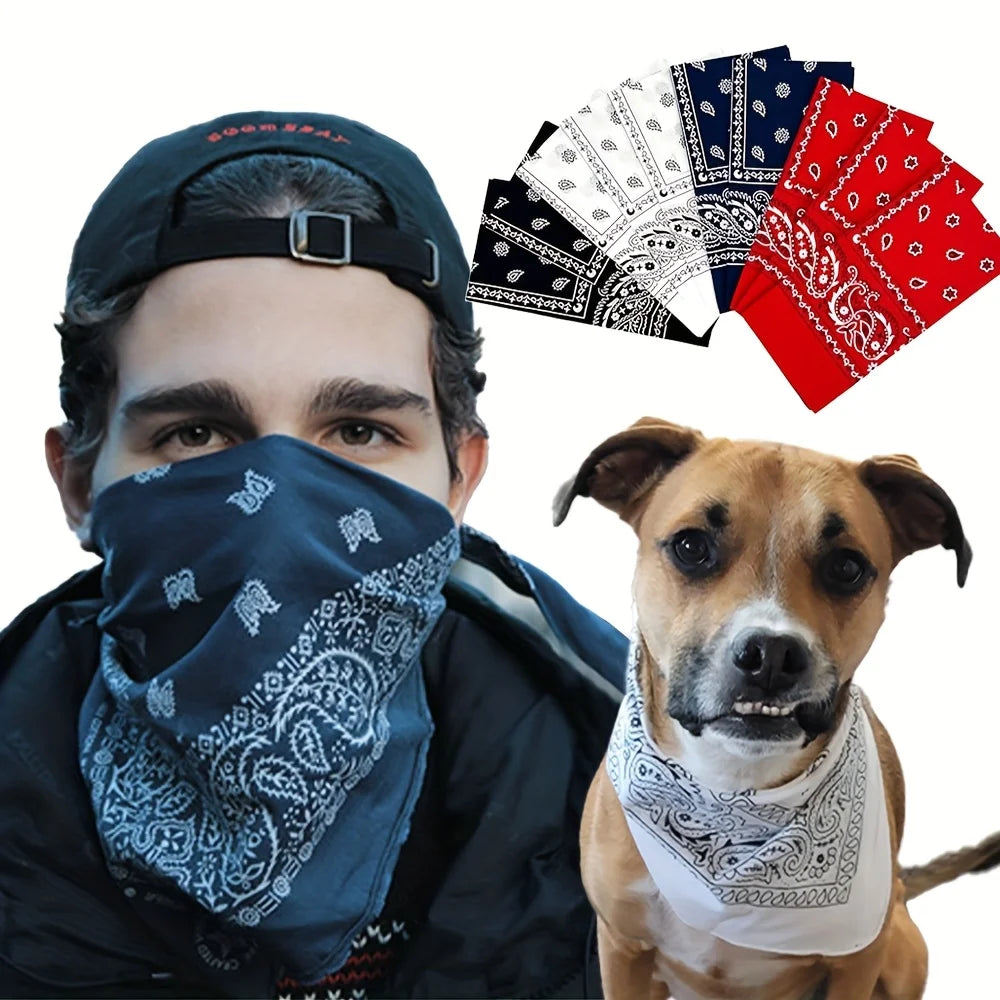 12pcs (unisex) polyester paisley batik bandana, all polyester hip hop street dance outdoor cycling scarf