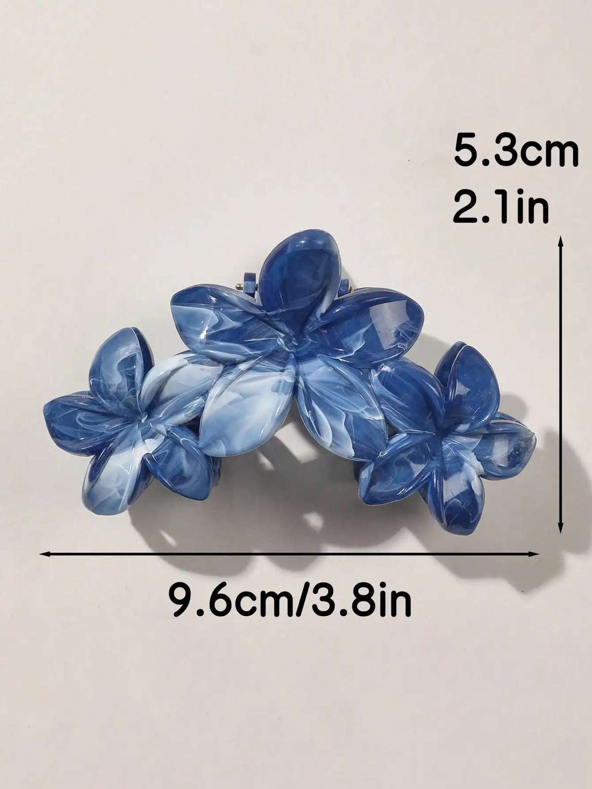 2Pcs Hawaiian Blue Gray Sapphire Marble Flower  Hair Claw Clip for Women Shark Clip Bohemian Hair Accessories Gradient Hairpins
